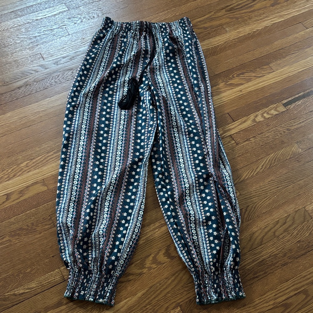 SHEIN Boho Pattern Pants in Navy, Burnt orange/red and Cream